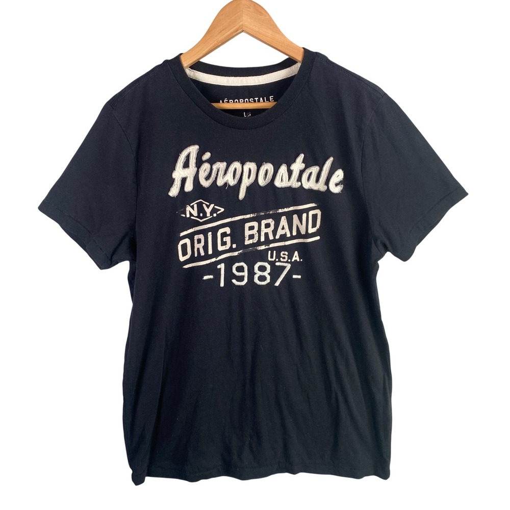 Aeropostale Graphic Tee Mens Large Applique Logo Y2k Skater Grunge Mallgoth